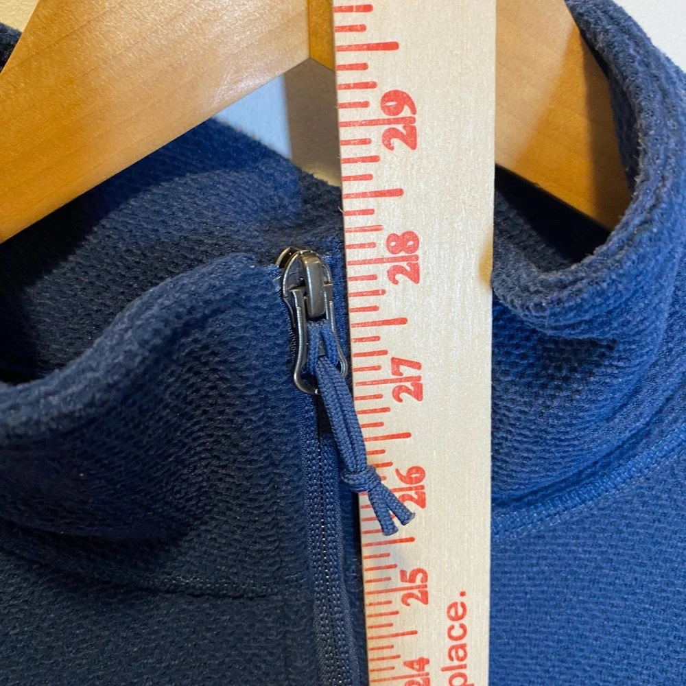 The North Face Fleece Pullover Mens Large Blue Excellent Quarter Zip Waffle Knit